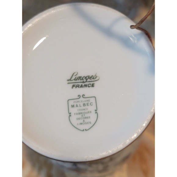 Limoges France Porcelaine Malbec Hand Painted Floral Gold Vase Vintage Set - Picture 7 of 8